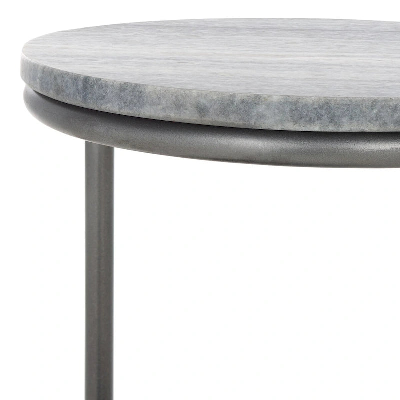 2-Tier Marble Round Top Drink Table (Fully Assembled) - 13 In. W x 12 In. D x 24 In. H - 13Wx12Dx24H