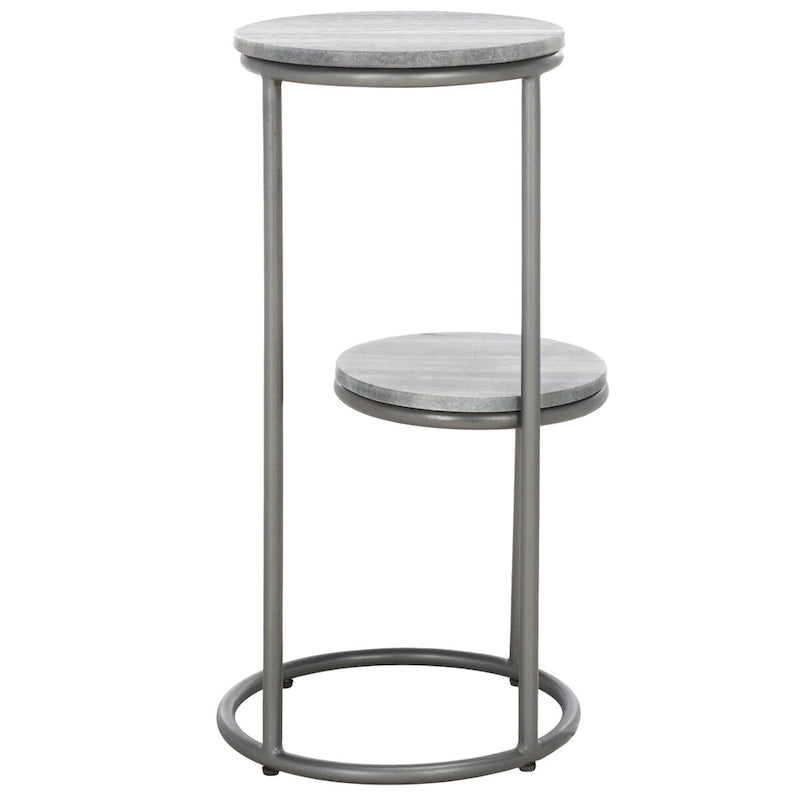 2-Tier Marble Round Top Drink Table (Fully Assembled) - 13 In. W x 12 In. D x 24 In. H - 13Wx12Dx24H