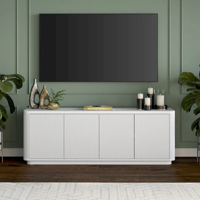 A rectangular TV cabinet, suitable for TVs with a width not exceeding 75-68 inches.