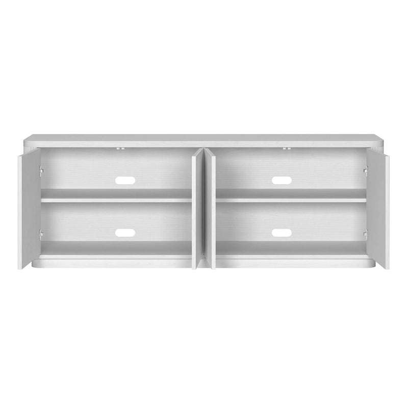 A rectangular TV cabinet, suitable for TVs with a width not exceeding 75-68 inches.