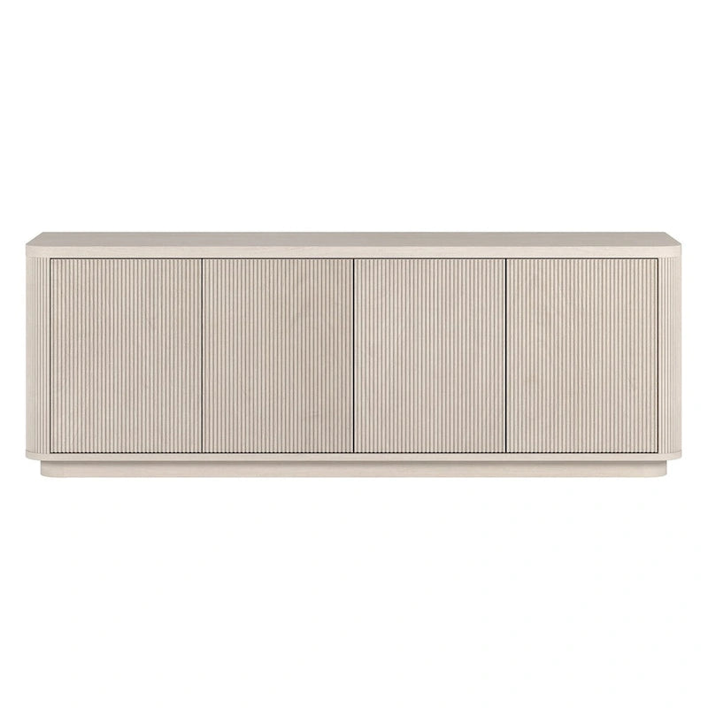 A rectangular TV cabinet, suitable for TVs with a width not exceeding 75-68 inches.