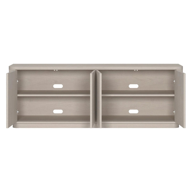 A rectangular TV cabinet, suitable for TVs with a width not exceeding 75-68 inches.
