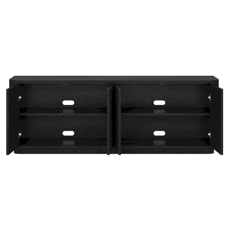 A rectangular TV cabinet, suitable for TVs with a width not exceeding 75-68 inches.
